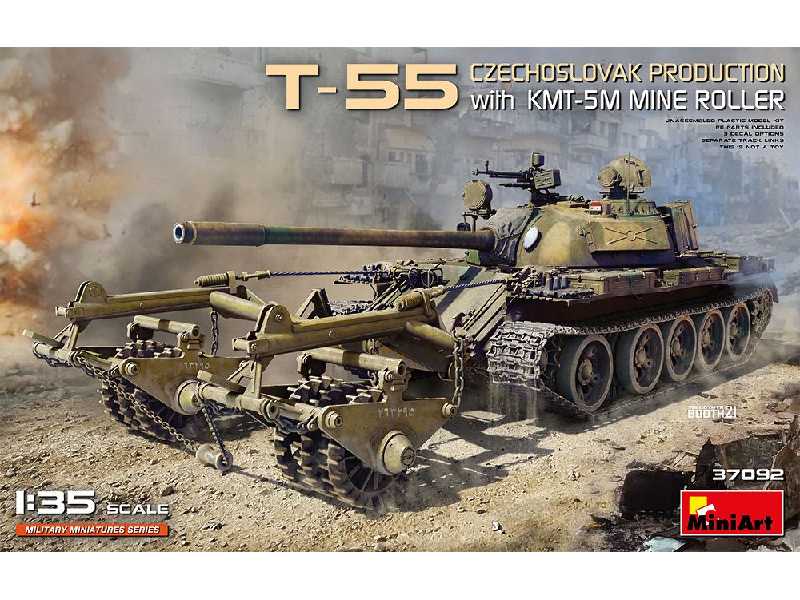 T-55 z trałem przeciwminowym Kmt-5m - produkcja czechosłowacka - zdjęcie 1 T-55 z trałem przeciwminowym Kmt-5m - produkcja czechosłowacka - zdjęcie 1