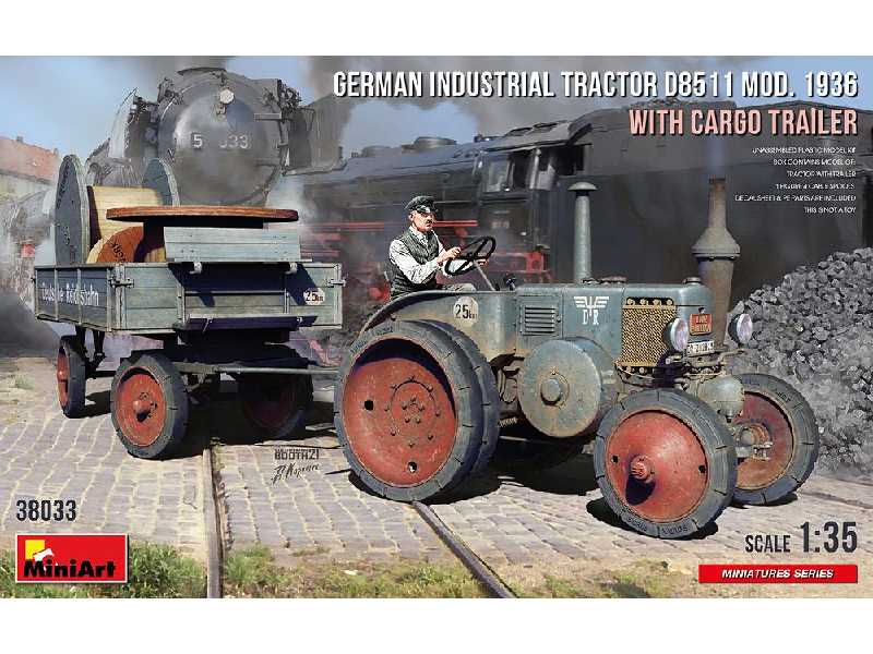 Niemiecki ciągnik przemysłowy D8511 model 1936 z przyczepą - zdjęcie 1 Niemiecki ciągnik przemysłowy D8511 model 1936 z przyczepą - zdjęcie 1