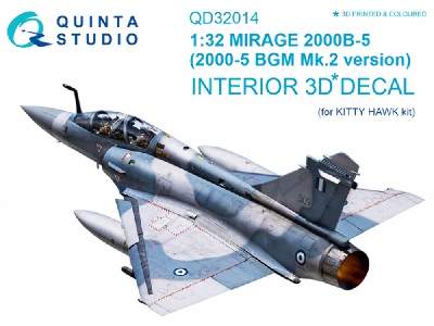 Mirage 2000b-5 (2000-5bgm Mk2) 3d-printed & Coloured Interior On Decal Paper - zdjęcie 1