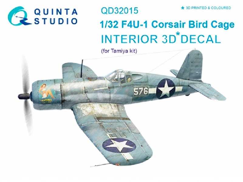 F4u-1 Corsair Bird Cage 3d-printed And Coloured Interior On Decal Paper - zdjęcie 1