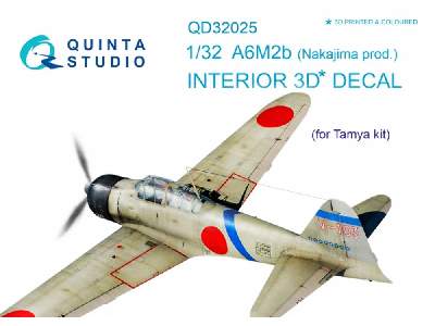 A6m2b (Nakajima Prod.) 3d-printed & Coloured Interior On Decal Paper - zdjęcie 1