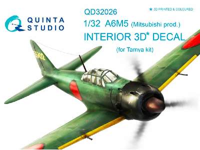 A6m5 Mitsubishi Prod. 3d-printed And Coloured Interior On Decal Paper - zdjęcie 1