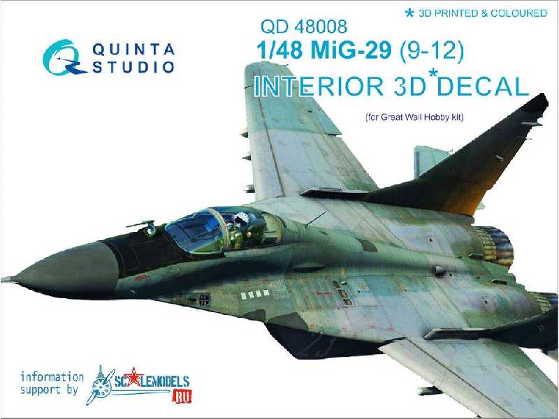 Mig-29 (9-12) 3d-printed & Coloured Interior On Decal Paper - zdjęcie 1 Mig-29 (9-12) 3d-printed & Coloured Interior On Decal Paper - zdjęcie 1
