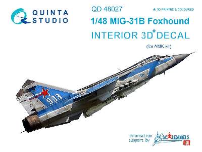 Mig-31b 3d-printed & Coloured Interior On Decal Paper - zdjęcie 1