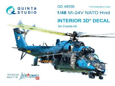 Mi-24v Nato (Black Panels) 3d-printed & Coloured Interior On Decal Paper - zdjęcie 1