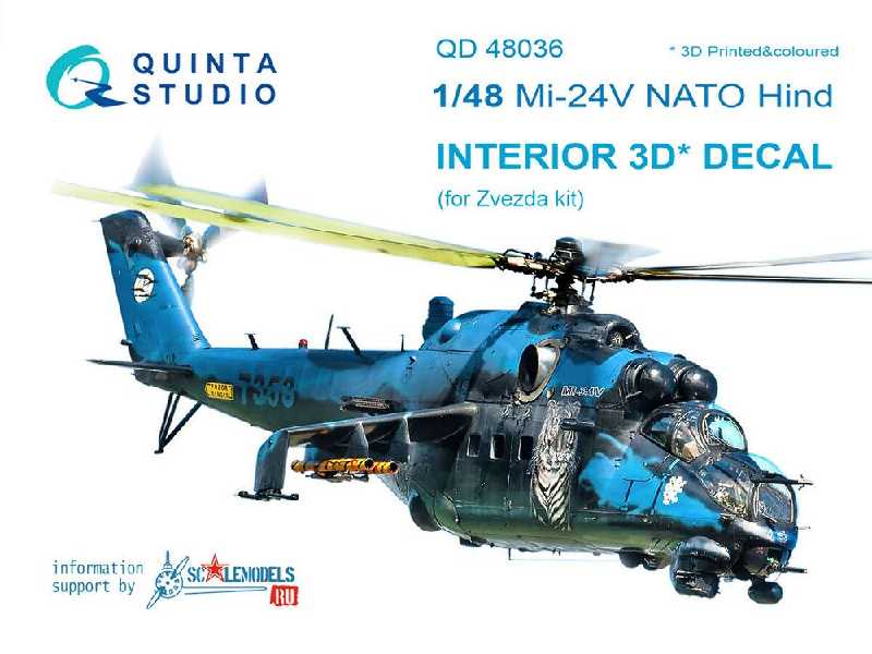 Mi-24v Nato (Black Panels) 3d-printed & Coloured Interior On Decal Paper - zdjęcie 1