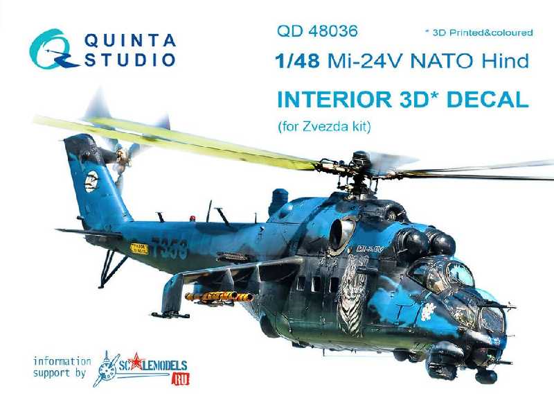 Mi-24v Nato (Black Panels) 3d-printed & Coloured Interior On Decal Paper - zdjęcie 1 Mi-24v Nato (Black Panels) 3d-printed & Coloured Interior On Decal Paper - zdjęcie 1