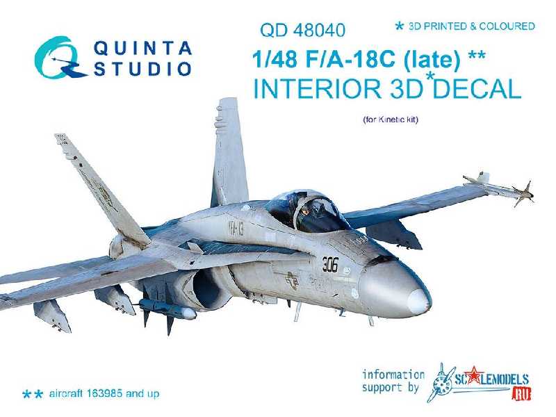 F/A-18c (Late) 3d-printed & Coloured Interior On Decal Paper - zdjęcie 1 F/A-18c (Late) 3d-printed & Coloured Interior On Decal Paper - zdjęcie 1