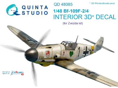 Bf 109f-2/F-4 3d-printed & Coloured Interior On Decal Paper - zdjęcie 1