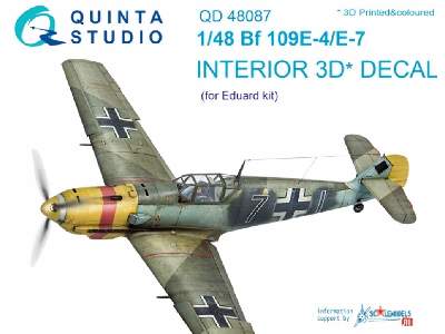 Bf 109e-4/E-7 3d-printed & Coloured Interior On Decal Paper - zdjęcie 1