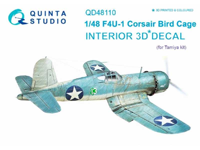 F4u-1 Corsair Bird Cage 3d-printed And Coloured Interior On Decal Paper - zdjęcie 1