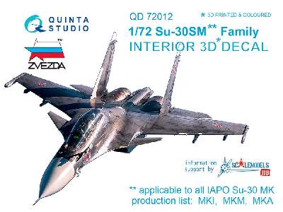 Su-30sm 3d-printed & Coloured Interior On Decal Paper - zdjęcie 1