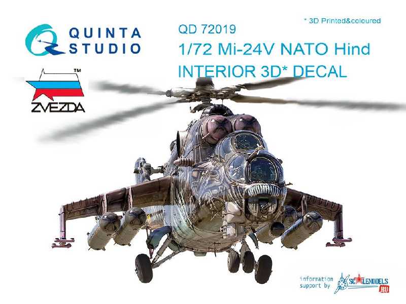 Mi-24v Nato (Black Panels) 3d-printed & Coloured Interior On Decal Paper - zdjęcie 1 Mi-24v Nato (Black Panels) 3d-printed & Coloured Interior On Decal Paper - zdjęcie 1