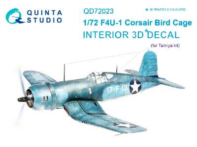 F4u-1 Corsair Bird Cage 3d-printed And Coloured Interior On Decal Paper - zdjęcie 1