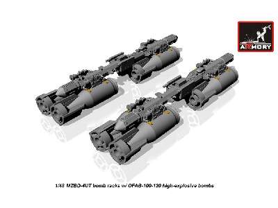 Mzbd-4ut W/ 4x Ofab-100-120 High-explosive Bombs, Resin Ordnance Set W/ Pe Parts - zdjęcie 4