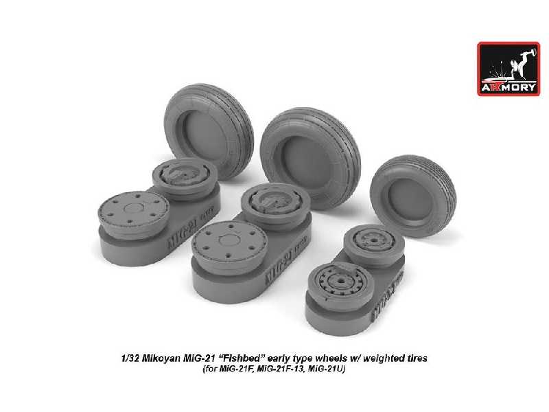 Mikoyan Mig-21 Fishbed Wheels W/ Weighted Tires, Early - zdjęcie 1 Mikoyan Mig-21 Fishbed Wheels W/ Weighted Tires, Early - zdjęcie 1