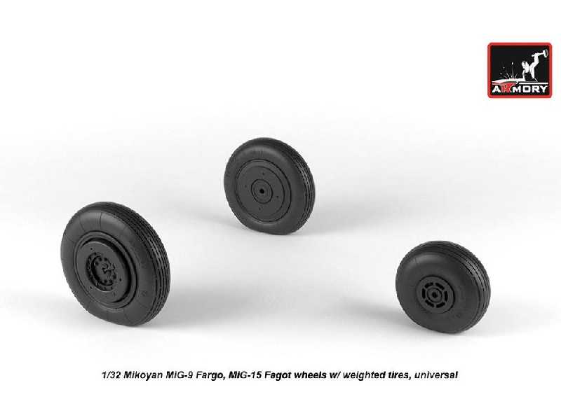 Mikoyan Mig-9 Fargo / Mig-15 Fagot (Early) Wheels W/ Weighted Tires - zdjęcie 1