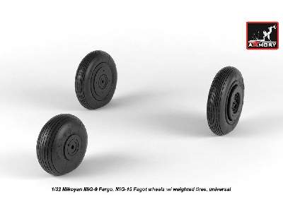 Mikoyan Mig-9 Fargo / Mig-15 Fagot (Early) Wheels W/ Weighted Tires - zdjęcie 2