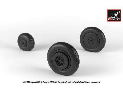 Mikoyan Mig-9 Fargo / Mig-15 Fagot (Early) Wheels W/ Weighted Tires - zdjęcie 3