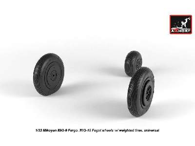 Mikoyan Mig-9 Fargo / Mig-15 Fagot (Early) Wheels W/ Weighted Tires - zdjęcie 4