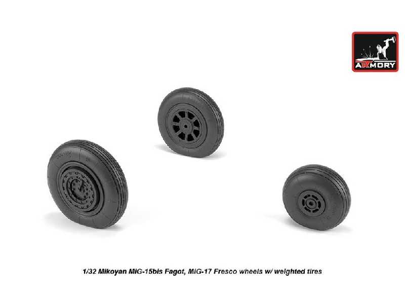 Mikoyan Mig-15bis Fagot (Late) / Mig-17 Fresco Wheels W/ Weighted Tires - zdjęcie 1 Mikoyan Mig-15bis Fagot (Late) / Mig-17 Fresco Wheels W/ Weighted Tires - zdjęcie 1