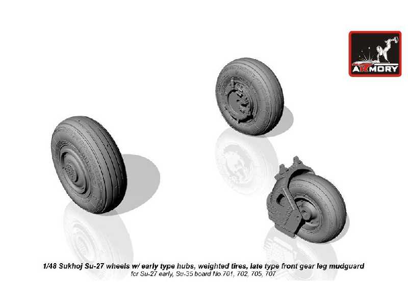 Sukhoj Su-27 Wheels W/ Early Type Hubs, Weighted Tires, Late Type Front Mudguard - zdjęcie 1