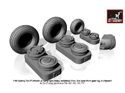 Sukhoj Su-27 Wheels W/ Early Type Hubs, Weighted Tires, Late Type Front Mudguard - zdjęcie 2