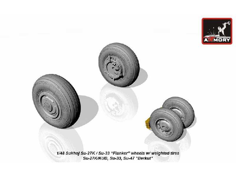 Sukhoj Su-27k / Su-33 Wheels W/ Weighted Tires, Front Mudguard - zdjęcie 1