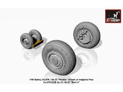 Sukhoj Su-27k / Su-33 Wheels W/ Weighted Tires, Front Mudguard - zdjęcie 4