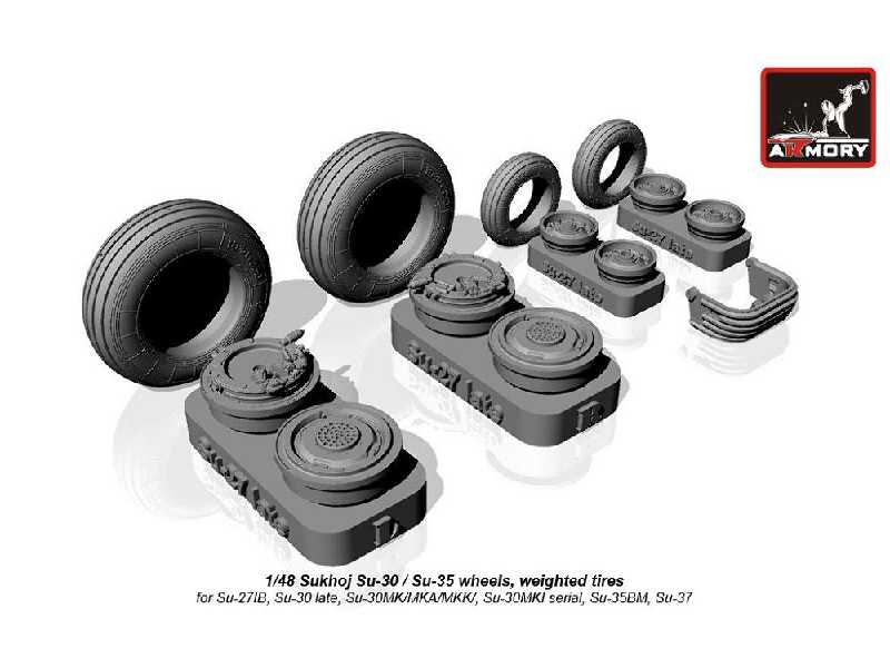 Sukhoj Su-30 / Su-35 Wheels, Weighted Tires, Front Mudguard - zdjęcie 1