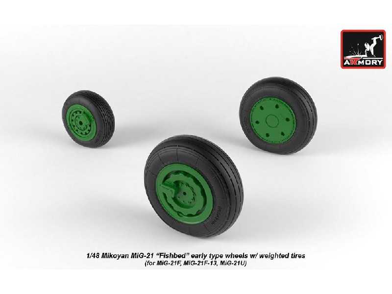 Mikoyan Mig-21 Fishbed Wheels W/ Weighted Tires, Early - zdjęcie 1 Mikoyan Mig-21 Fishbed Wheels W/ Weighted Tires, Early - zdjęcie 1