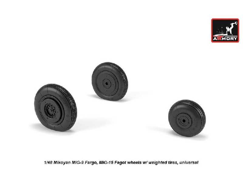 Mikoyan Mig-9 Fargo / Mig-15 Fagot (Early) Wheels W/ Weighted Tires - zdjęcie 1 Mikoyan Mig-9 Fargo / Mig-15 Fagot (Early) Wheels W/ Weighted Tires - zdjęcie 1