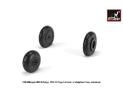 Mikoyan Mig-9 Fargo / Mig-15 Fagot (Early) Wheels W/ Weighted Tires - zdjęcie 2