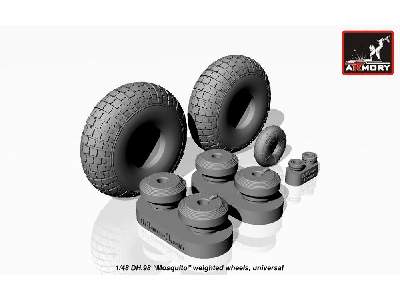Dh.98 Mosquito Wheels, Checkerboard Tire Pattern, Weighted - zdjęcie 1