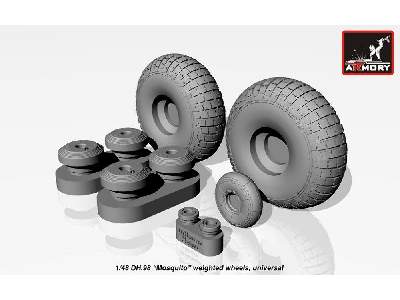 Dh.98 Mosquito Wheels, Checkerboard Tire Pattern, Weighted - zdjęcie 2
