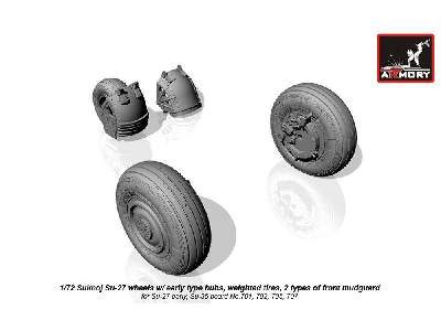 Sukhoj Su-27 Wheels W/ Early Type Hubs, Weighted Tires, 2 Types Of Front Mudguard - zdjęcie 3