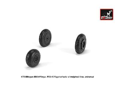Mikoyan Mig-9 Fargo / Mig-15 Fagot (Early) Wheels W/ Weighted Tires - zdjęcie 2
