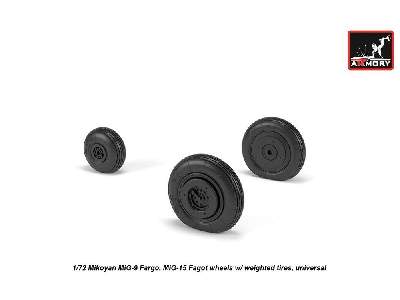 Mikoyan Mig-9 Fargo / Mig-15 Fagot (Early) Wheels W/ Weighted Tires - zdjęcie 3