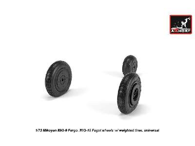 Mikoyan Mig-9 Fargo / Mig-15 Fagot (Early) Wheels W/ Weighted Tires - zdjęcie 4