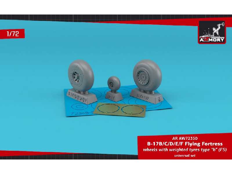 B-17b/C/D/E/F Flying Fortress Wheels W/ Weighted Tyres Type B (Fs) & Pe Hubcaps - zdjęcie 1