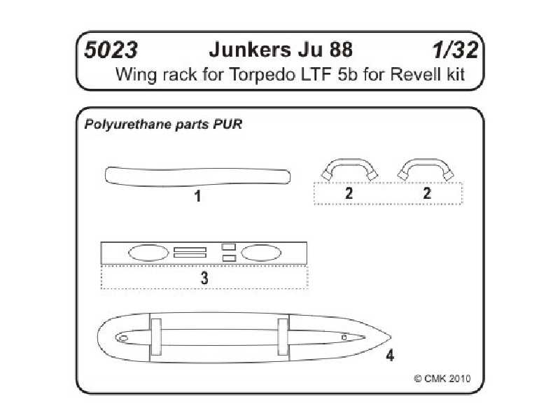 Junkers JU 88A  Wing rack for Torpedo LTF 5b 1/32 for Revell - zdjęcie 1