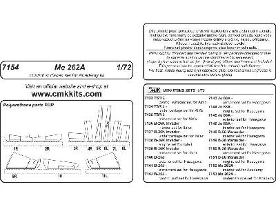 Me 262A - control surfaces set for Academy - zdjęcie 2