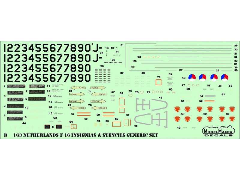 Netherlands F-16 Insignia's & Stencils Generic Set - zdjęcie 1