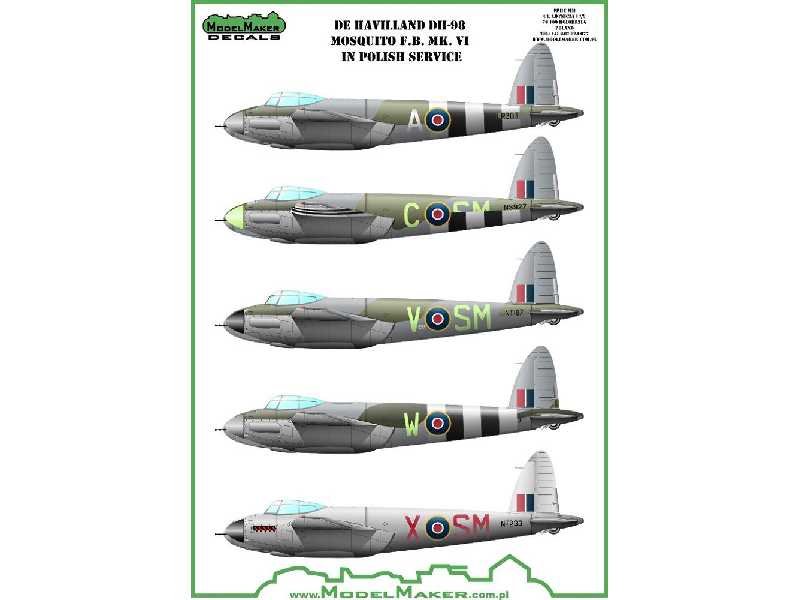 De Havilland Dh-98 Mosquito F.B. Mk. Vi In Polish Service Mask + Decal - zdjęcie 1