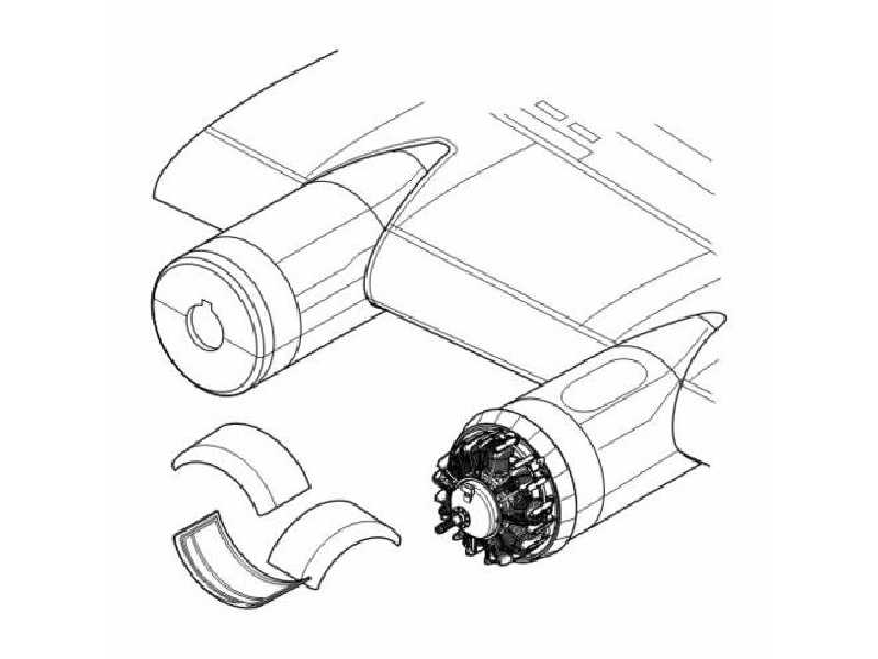 B-17G Flying Fortress  Left Outer Engine -  set 1/72 for Revell - zdjęcie 1