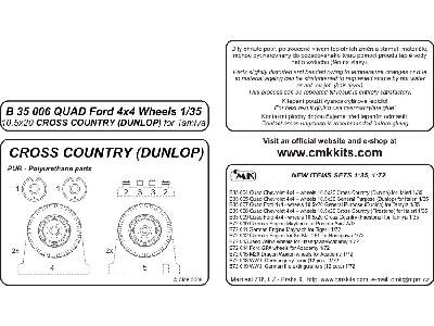 Quad Ford 4x4 - wheels 10.5x20 Cross Country (Dunlop) for Tamiya - zdjęcie 2