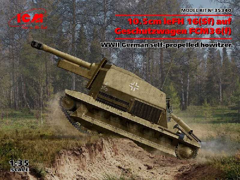 10.5cm Lefh 16(Sf) Auf Geschutzwagen Fcm36 (F) WWII German Self- - zdjęcie 1 10.5cm Lefh 16(Sf) Auf Geschutzwagen Fcm36 (F) WWII German Self- - zdjęcie 1