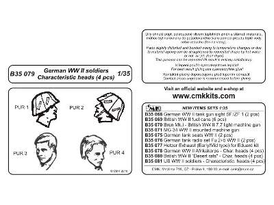 German WW II soldiers  Characteristic head (4 pcs) - zdjęcie 2