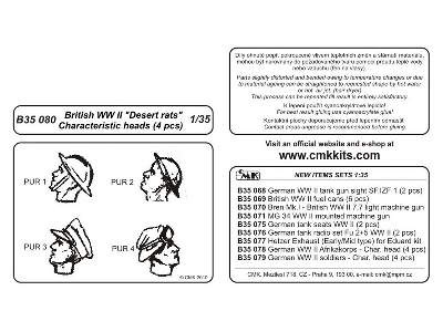 British WW II Desert rats  Characteristic head (4 pcs) - zdjęcie 2