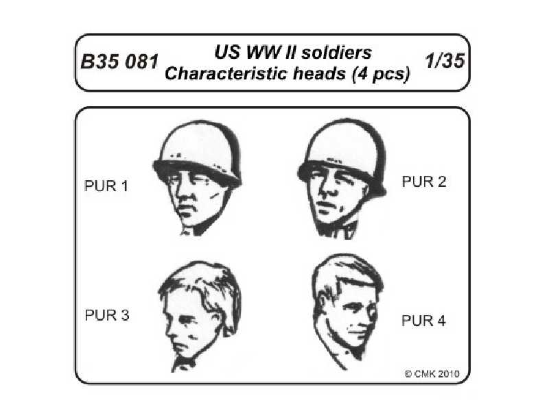 US WW II soldiers  Characteristic head (4 pcs) - zdjęcie 1